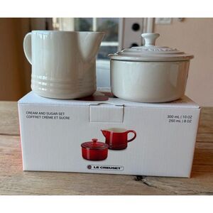 Le Creuset Stoneware Signature Cream and Sugar Set, Meringue NEW